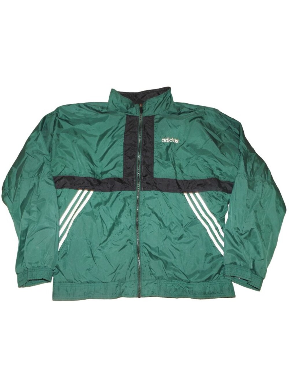 Vintage 1990s Adidas Full Zip Track Jacket Lined Windbreaker Men's XL Green